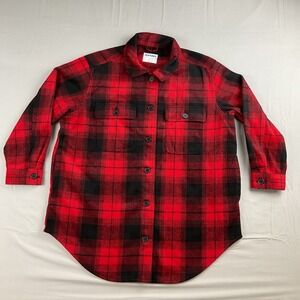 Old Navy Red Black Plaid Flannel Shirt Jacket XL Shacket Cozy Fall Gorpcore